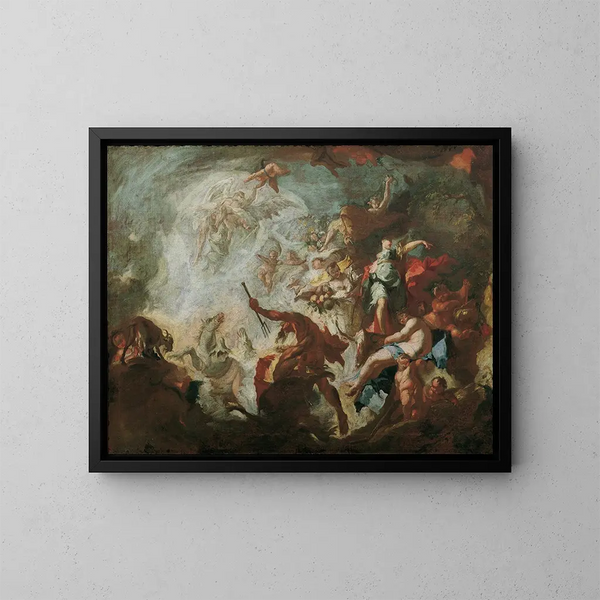 Allegorie der goldenen Zeitalter - Franz Anton Maulbertsch — gerahmtes Bild an der Wand