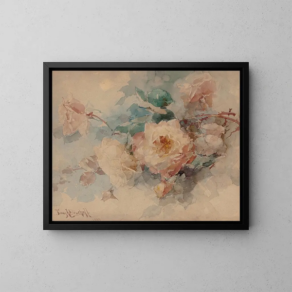 Blumenstrauß aus Rosen - Franz Bischoff — gerahmtes Bild an der Wand