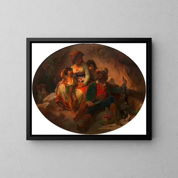 Familienroman im Rot - Franz Dobiaschofsky — gerahmtes Bild an der Wand
