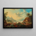 Paesaggio fluviale renano con contadini - Franz Hochecker — quadro incorniciato alla parete