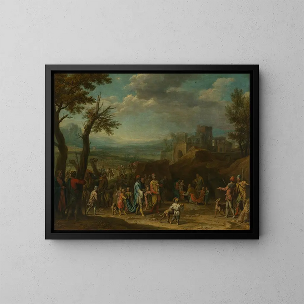 Anbetung der Könige vor einer weiten Landschaft - Franz Joachim Beich — gerahmtes Bild an der Wand