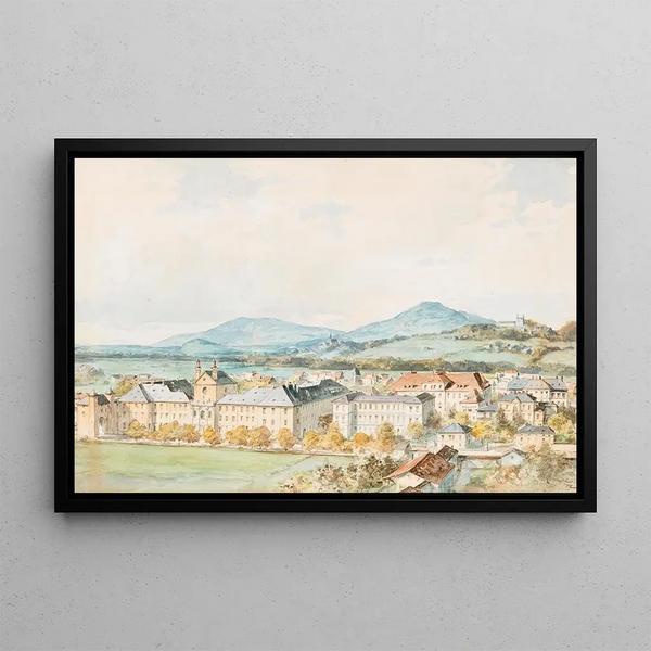 Franz Kulstrunk - A view of Salzburg Salzach river in the foreground with the old St Johns Hospital the church of St John and Mlleggertor.webp