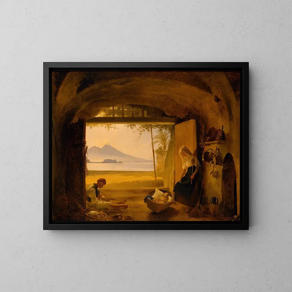 Un pescatore napoletano e la sua famiglia - Franz Ludwig Catel — quadro incorniciato alla parete