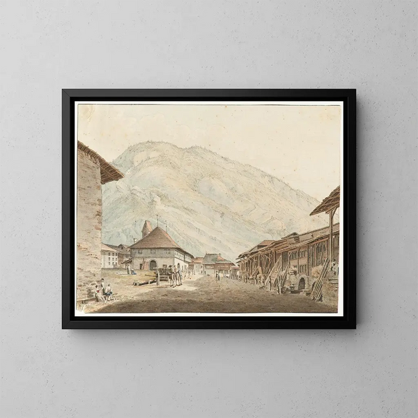 Vista di Unterseen - Franz Niklaus König — quadro incorniciato alla parete