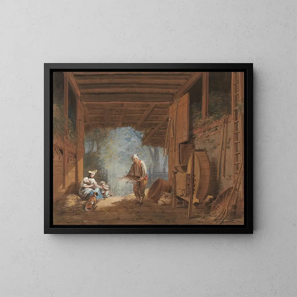 Famiglia di contadini al tavolo - Franz Niklaus König — quadro incorniciato alla parete