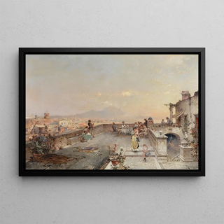 Franz Richard Unterberger - Evening festivities Bay of Naples Mount Vesuvius in the distance.webp