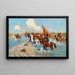 Cavalli circassiens che attraversano un fiume - Franz Roubaud — quadro incorniciato alla parete