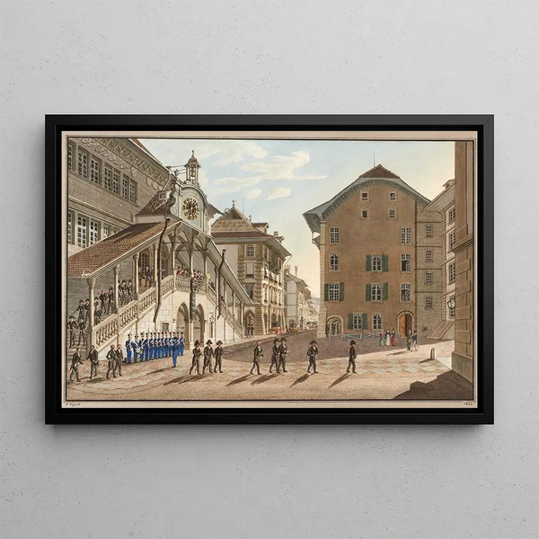 Franz Schmid - Le grandconseil de Berne sortant de lHotel de ville.webp