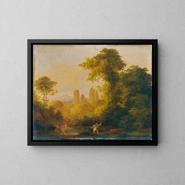 Landschaft mit mythologischen Figuren - Franz Schrotzberg — gerahmtes Bild an der Wand