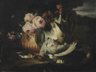 Franz Werner von Tamm - Flowers in a terracotta vase with dead game.webp