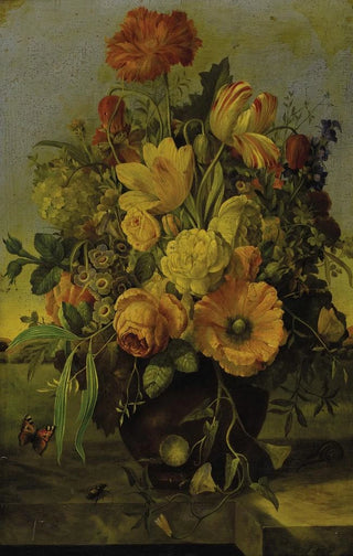 Franz Xaver Petter - Elaborate Floral Bouquet on a Marble Ledge with a Landscape Beyond.webp