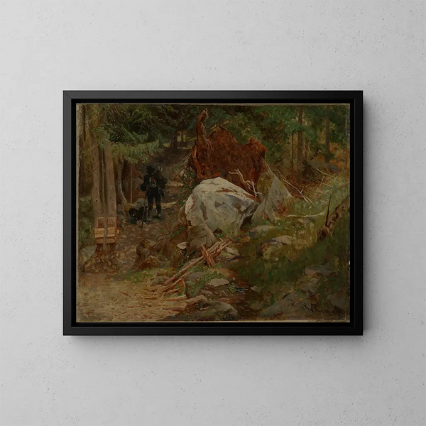 In den Wäldern bei Taufers im Pustertal - Franz Xaver von Riedmüller — gerahmtes Bild an der Wand