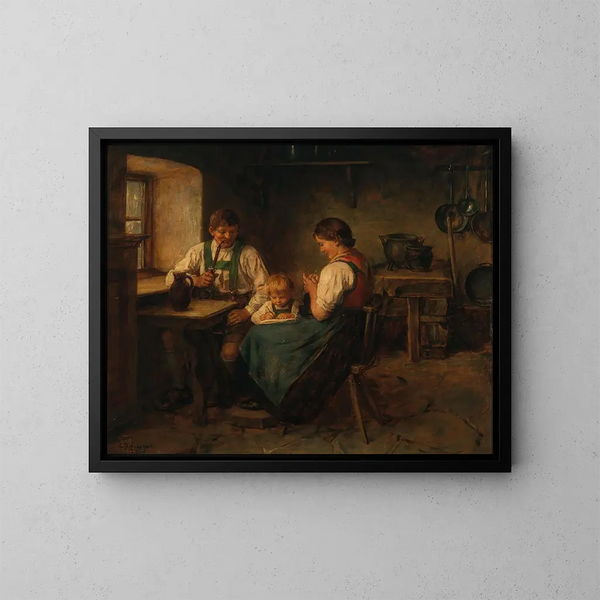 Ende des Arbeitstages - Franz von Defregger — gerahmtes Bild an der Wand