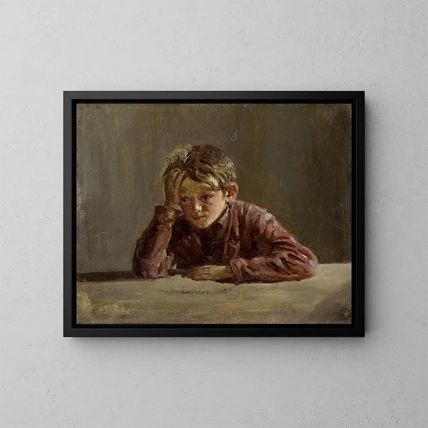 Georges, der Bruder des Künstlers, sitzt am Tisch - Franz von Lenbach — gerahmtes Bild an der Wand