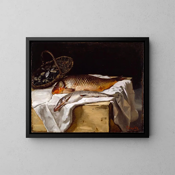 Naturmorte mit Fisch - Frédéric Bazille — gerahmtes Bild an der Wand