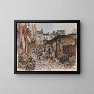 Frdric Houbron - Le March des Enfants Rouges ct Ouest sous la pluie en 1907 3me arrondissement.webp
