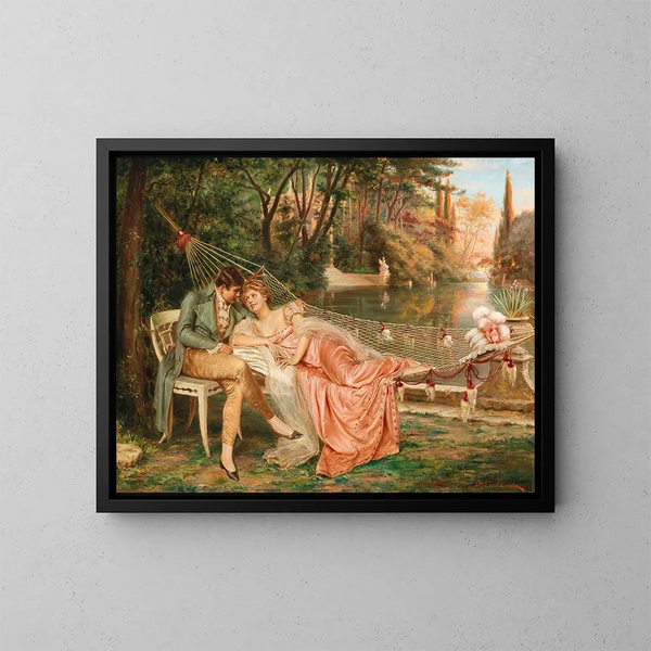 Flirtante nel parco della Villa Borghese a Roma - Frédéric Soulacroix — quadro incorniciato alla parete
