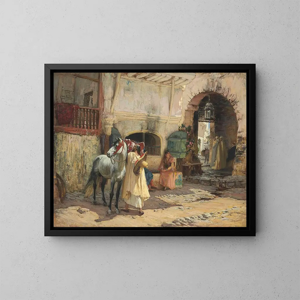 Auf dem Weg zu einem Spaziergang in Constantine, Algerien - Frederick Arthur Bridgman — gerahmtes Bild an der Wand