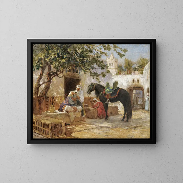 Der Barbier - Frederick Arthur Bridgman — gerahmtes Bild an der Wand