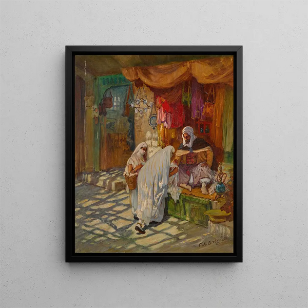 Der Basar - Frederick Arthur Bridgman — gerahmtes Bild an der Wand