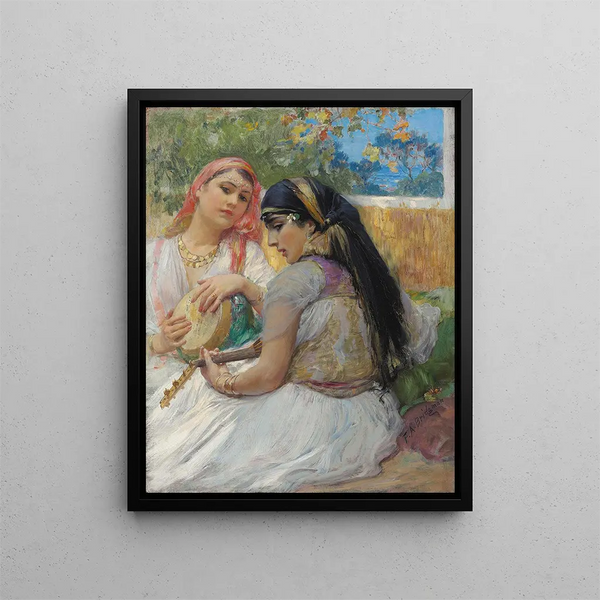 Zwei junge Algerier - Frederick Arthur Bridgman — gerahmtes Bild an der Wand