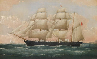 Frederick J Tudgay - Englische Bark Mary Evans vor Steilkste.webp