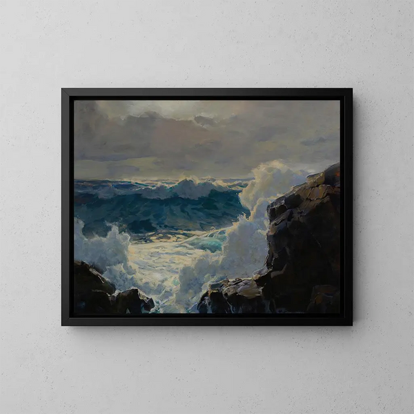 Zerbrochene Wellen - Frederick Judd Waugh — gerahmtes Bild an der Wand