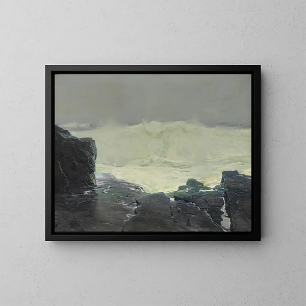 Surf und Nebel, Monhegan, Maine - Frederick Judd Waugh — gerahmtes Bild an der Wand
