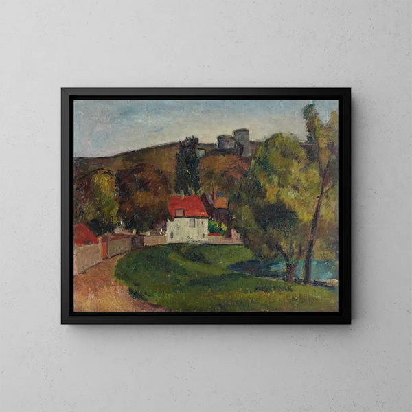 Landschaft eines Dorfes unter den Ruinen - Frederick Porter — gerahmtes Bild an der Wand
