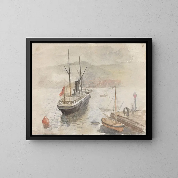 Bateau au port - Frederik Collett — gerahmtes Bild an der Wand