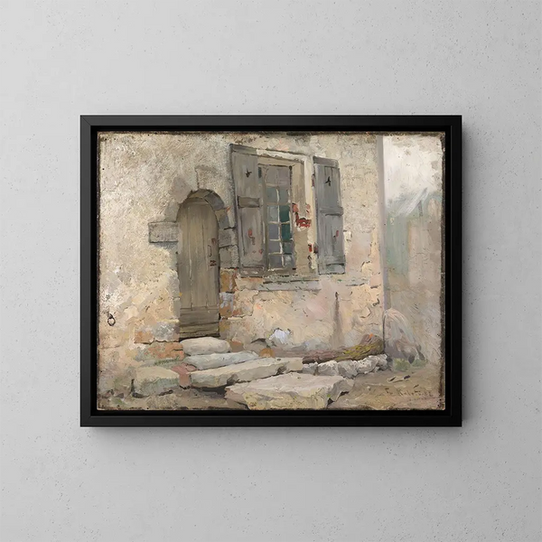 Wand aus Hausmauer in Grez - Fredrik Kolstø — gerahmtes Bild an der Wand