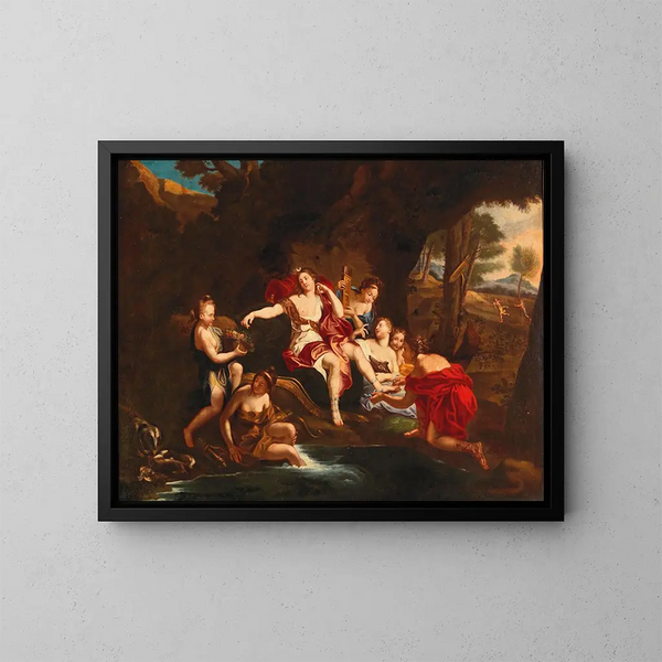 Diane e le sue ninfe - Scuola francese — quadro incorniciato alla parete