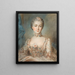 Portrait of a woman in a floral dress - French School — framed artwork on a wall