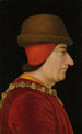 Portrait de profil de Louis XI Roi de France 1423-1483 portant le collier de l'Ordre de Saint-Michel - École française — Ansicht des Kunstwerks