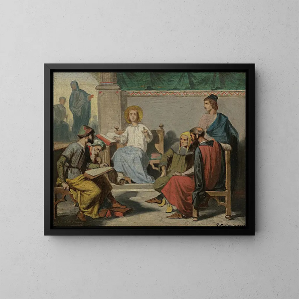 Il Cristo nel tempio - Scuola francese — quadro incorniciato alla parete
