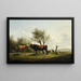 Una mucca leccando un toro nel pascolo - Friedrich August Matthias Gauermann — quadro incorniciato alla parete
