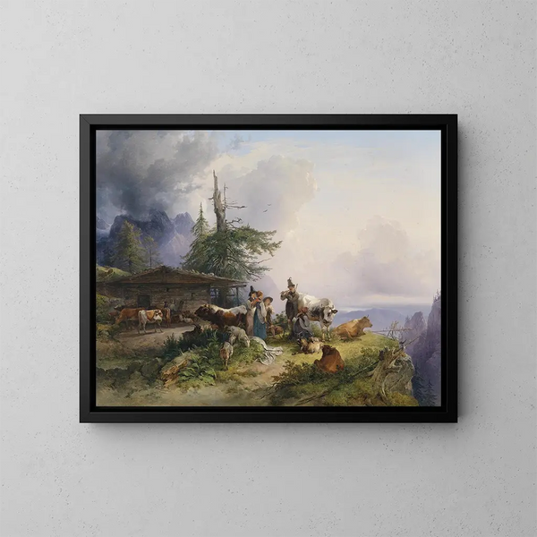 Economia alpina sul Untersberg - Friedrich August Matthias Gauermann — quadro incorniciato alla parete