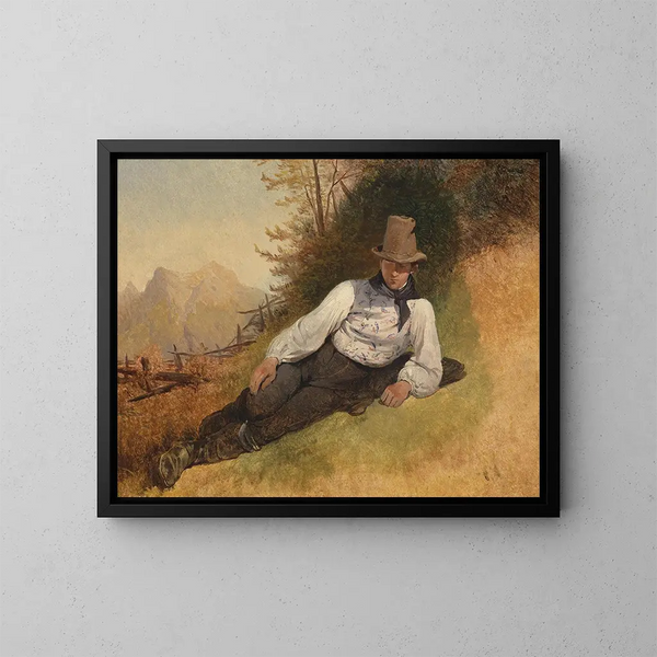 Giovane contadino - Friedrich August Matthias Gauermann — quadro incorniciato alla parete