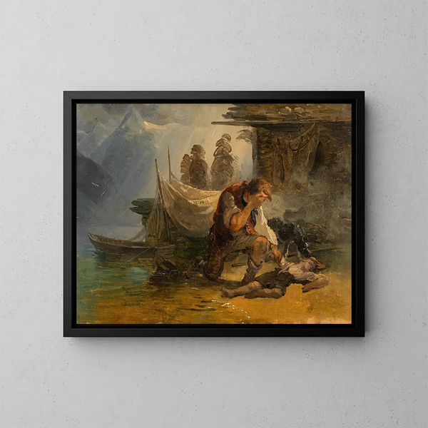 Il ragazzo annegato - Friedrich August Matthias Gauermann — quadro incorniciato alla parete