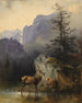 Hirsch und Tier am Wasserloch - Friedrich August Matthias Gauermann — Ansicht des Kunstwerks