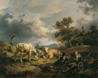Friedrich August Matthias Gauermann - Junges Bauernpaar auf dem Feld rastend.webp