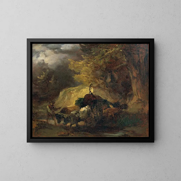 Dopo la caccia - Friedrich August Matthias Gauermann — quadro incorniciato alla parete