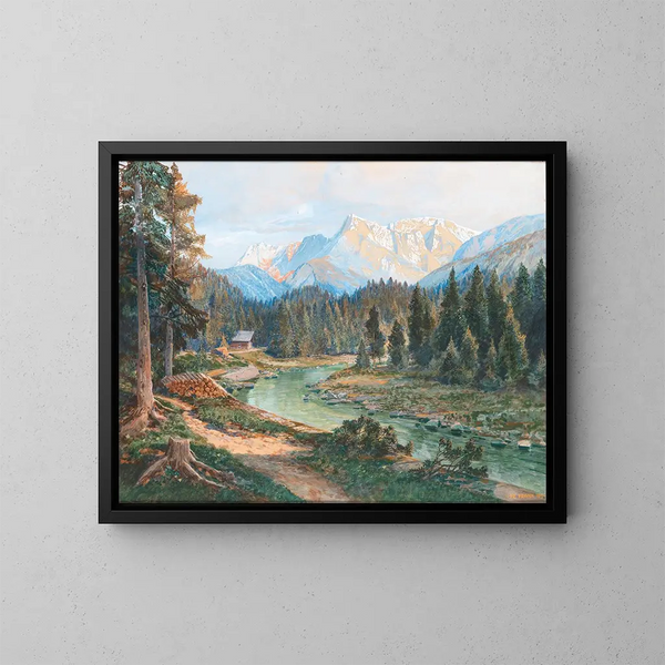 Ein Motiv der Salzburger Landschaft - Friedrich Frank — gerahmtes Bild an der Wand