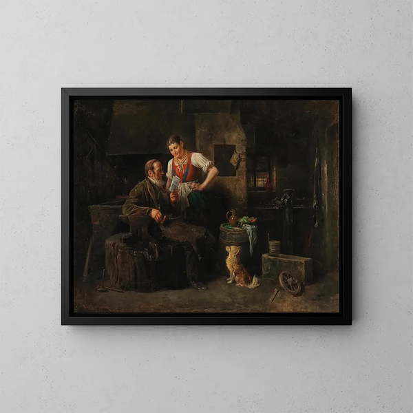 Nella forgia - Friedrich Friedländer — quadro incorniciato alla parete