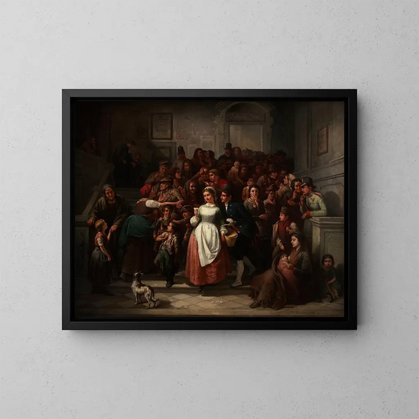 Dopo l'estrazione della lotteria - Friedrich Friedländer — quadro incorniciato alla parete