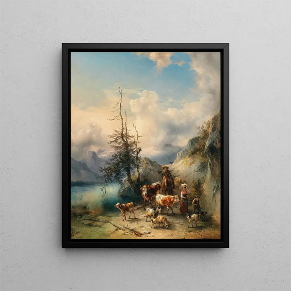 Friedrich Gauermann - The Cattle Drive in Altaussee with a View of the Dachstein Massif.webp