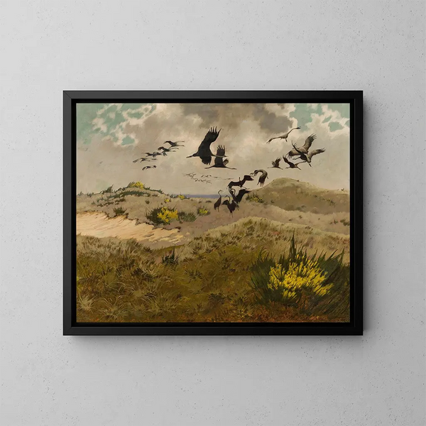 Arrivo delle gru - Friedrich Lissmann — quadro incorniciato alla parete