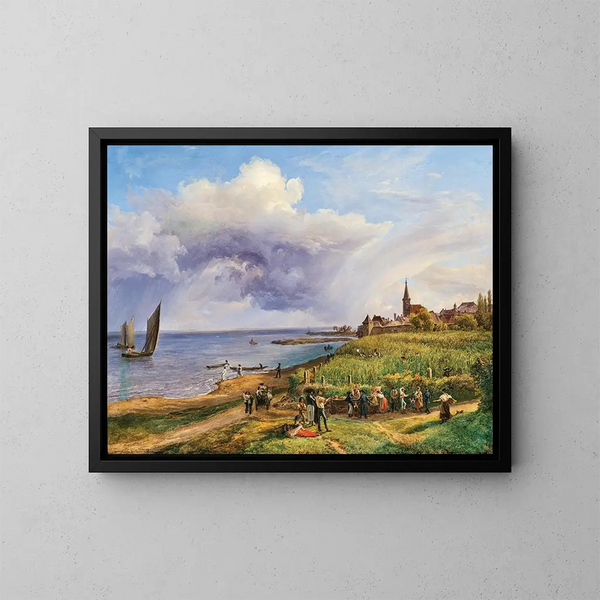 Raccolta vicino a Rust sul lago di Neusiedl - Friedrich Loos — quadro incorniciato alla parete