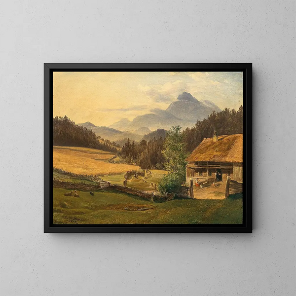 Paesaggio estivo in montagna - Friedrich Loos — quadro incorniciato alla parete