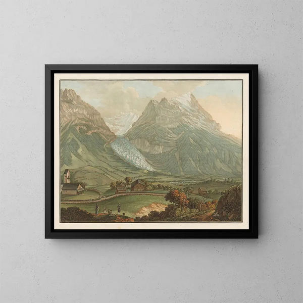 Gletscher im unteren Tal des Grindelwalds im Kanton Bern - Friedrich Rosenberg — gerahmtes Bild an der Wand